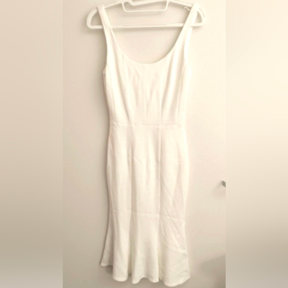 ❌SOLD❌NWT Ivory Sheath Lux Knit Midi Dress with Scoop Neck Mermaid Cut